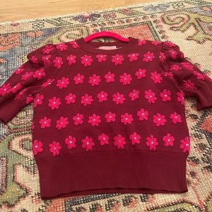 Kate spade- new without tags maroon and pink flower sweater. Size xs.